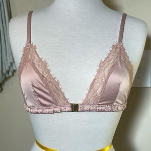Satin Lace Champagne Dusty Rose Pink Bralette